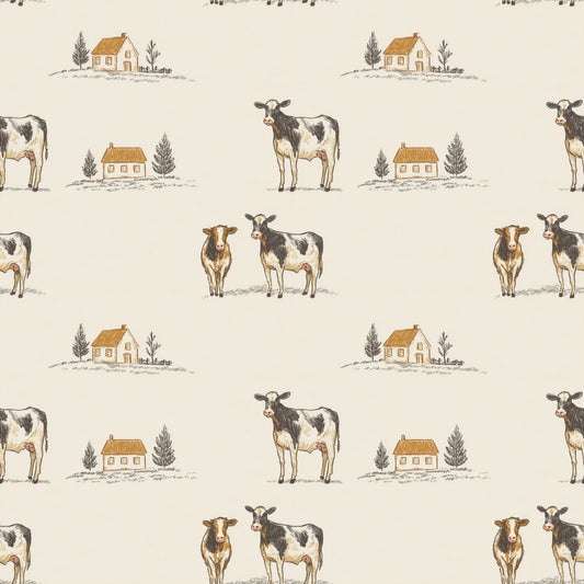 Cows on a Farm Digital Seamless Pattern