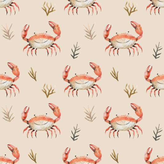 Crabs on Sand Digital Seamless Pattern