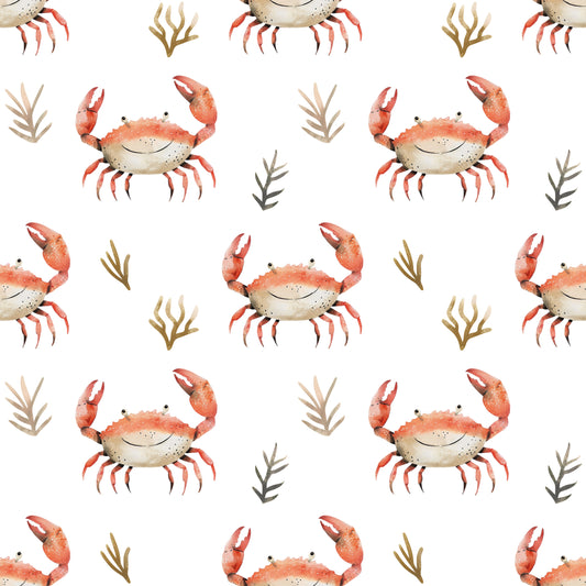 Crabs on White Digital Seamless Pattern