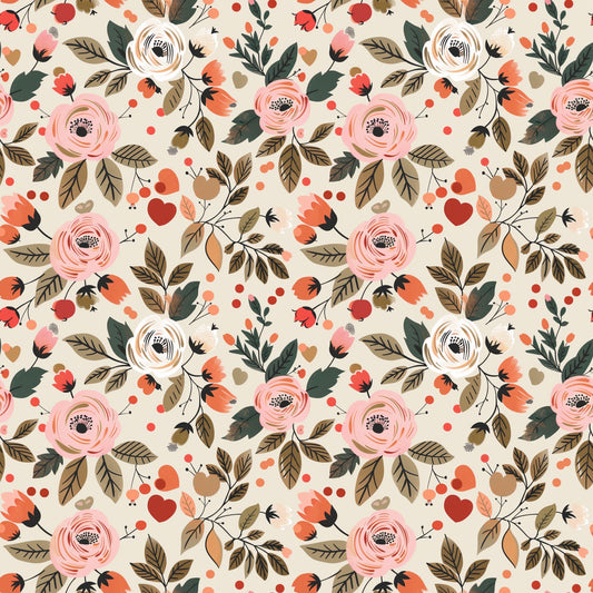 Cream Blossom Blooms Digital Seamless Pattern