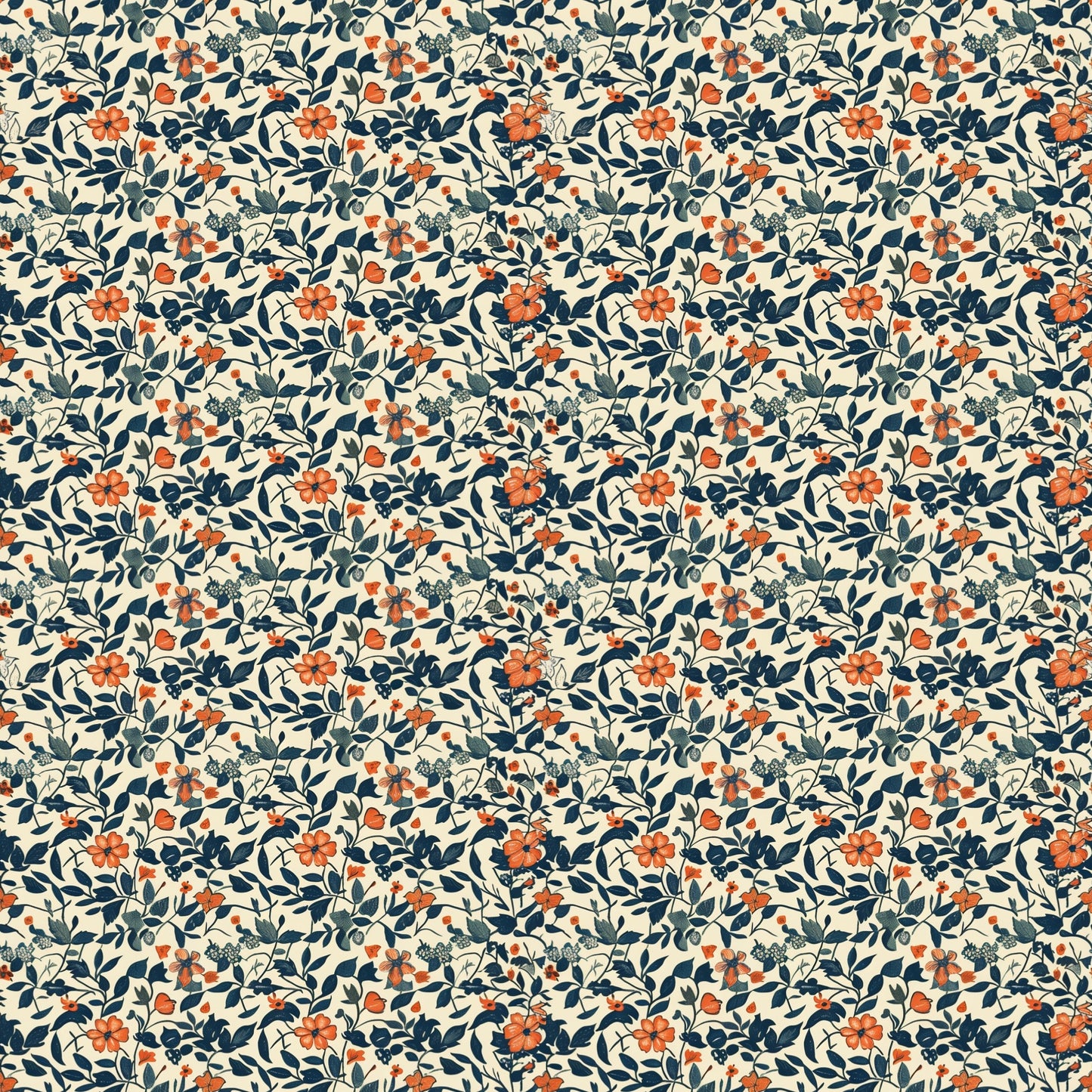 Cream Ditsy Floral Digital Seamless Pattern