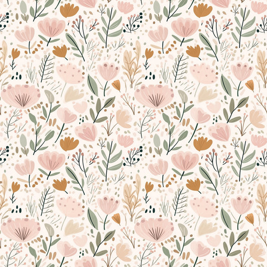Cream Dusky Floral Digital Seamless Pattern
