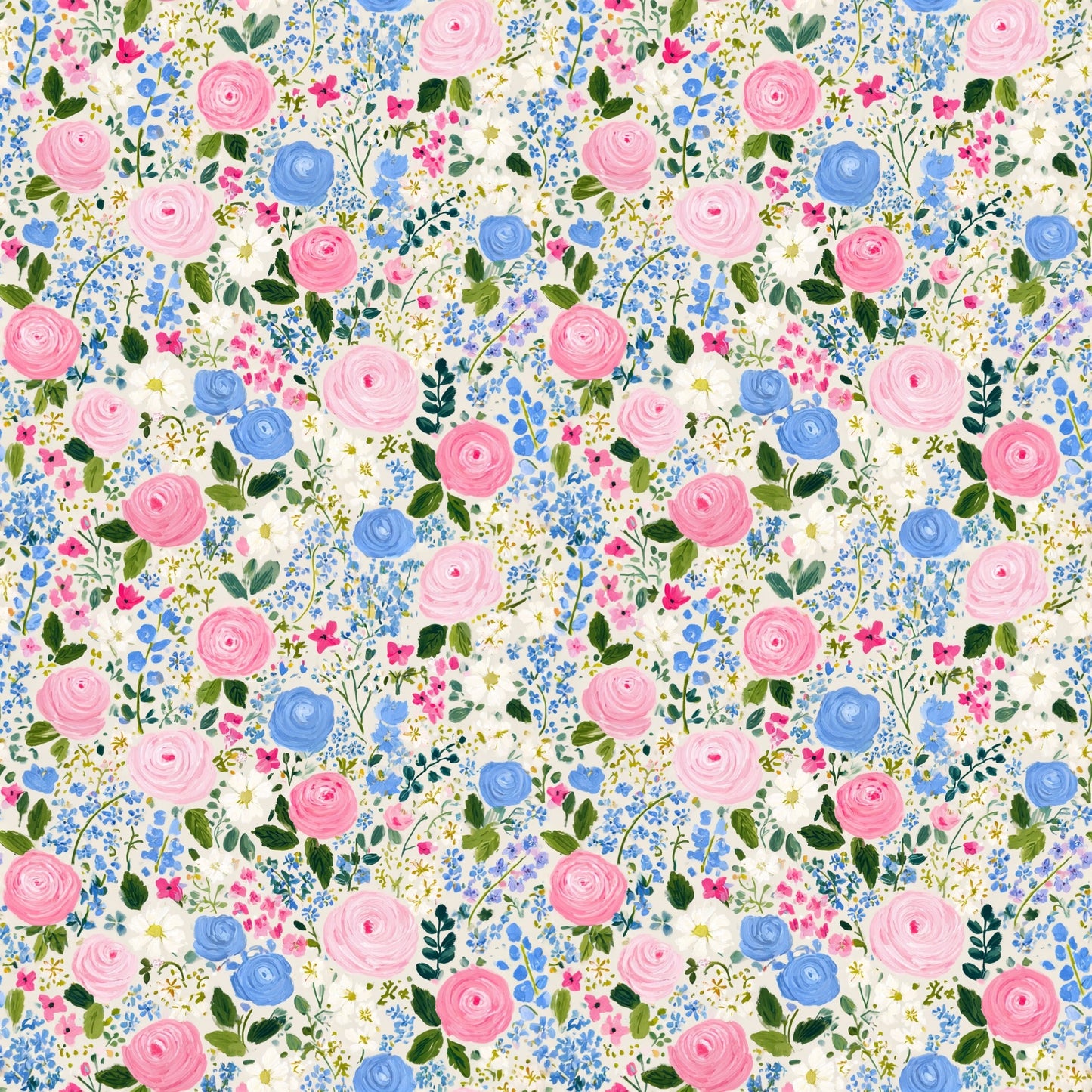 Cream Floral Garden Digital Seamless Pattern