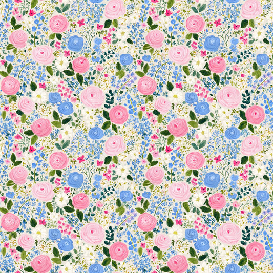 Cream Floral Garden Digital Seamless Pattern