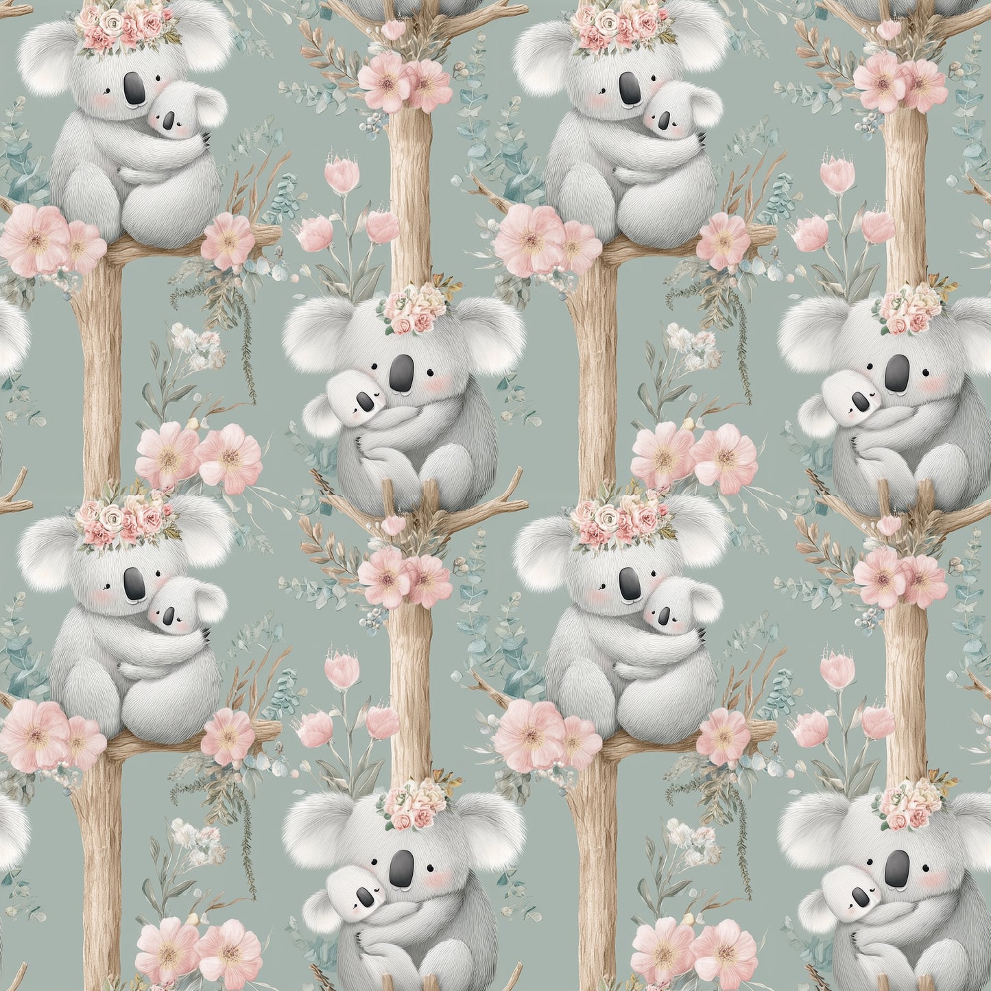 Cuddy Koalas Digital Seamless Pattern