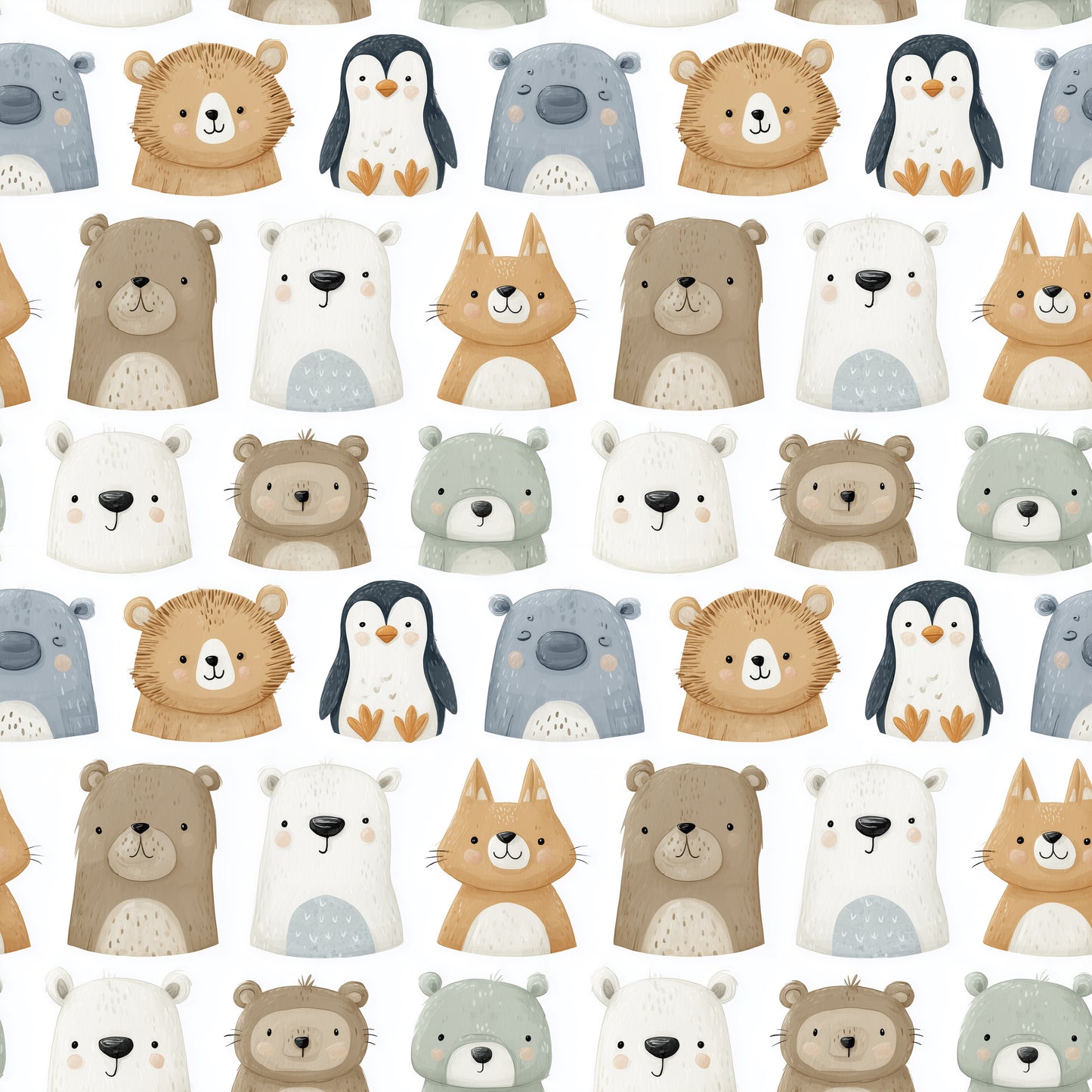 Cute Baby Zoo Animals Digital Seamless Pattern