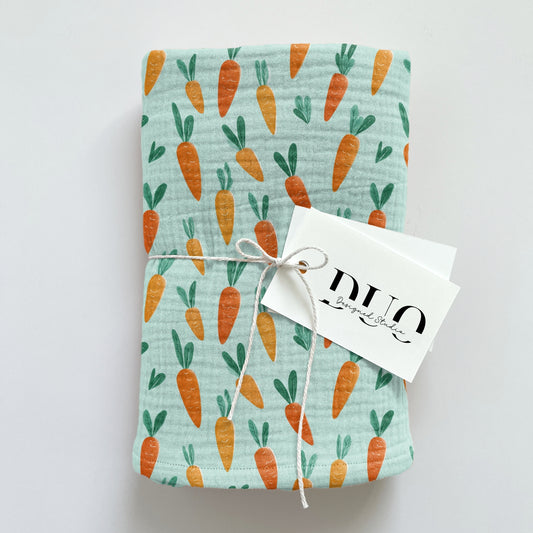 Cute Carrots on Mint Digital Seamless Pattern