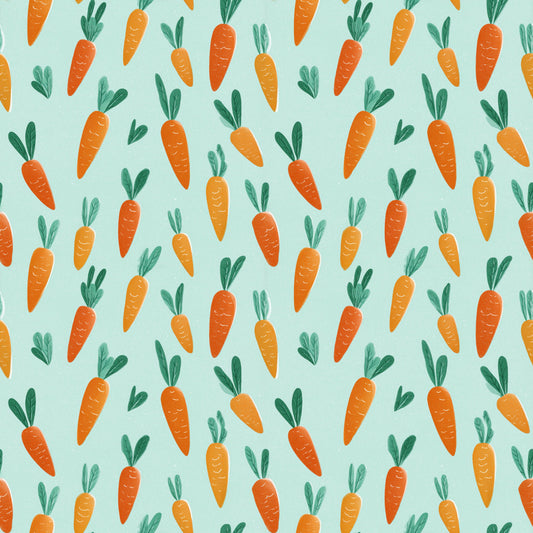 Cute Carrots on Mint Digital Seamless Pattern