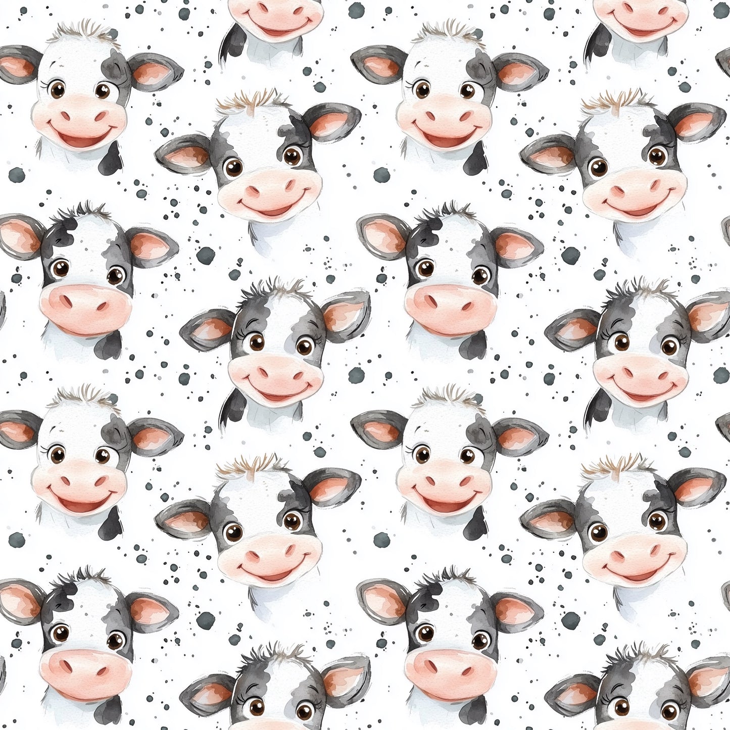 Cute Cows Digital Seamless Pattern