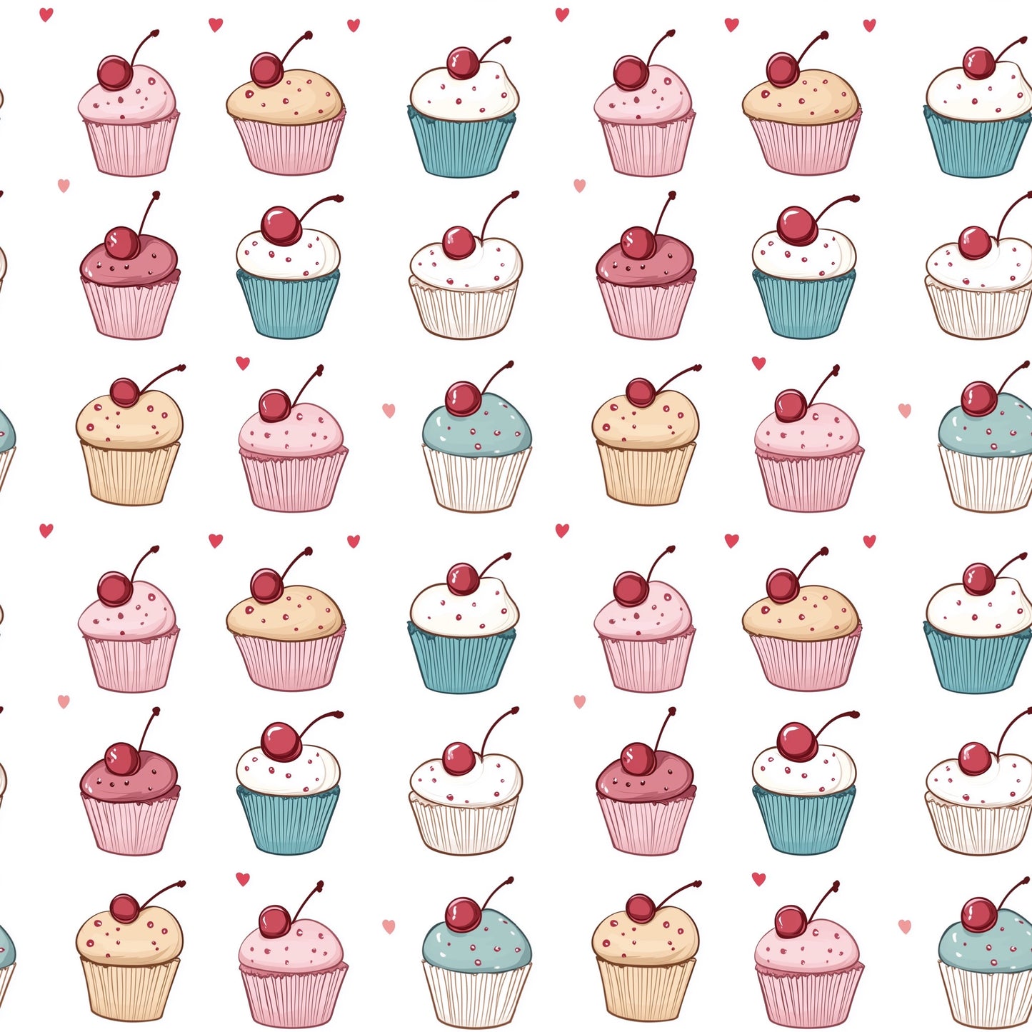 Cute Cupcakes Digital Seamless Pattern