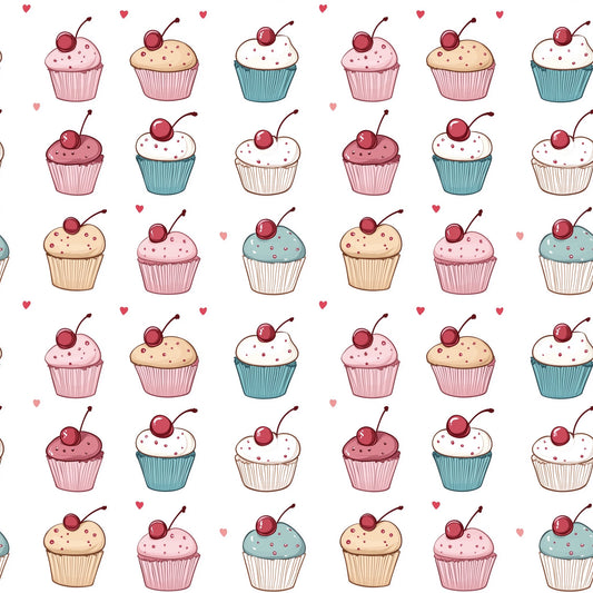 Cute Cupcakes Digital Seamless Pattern