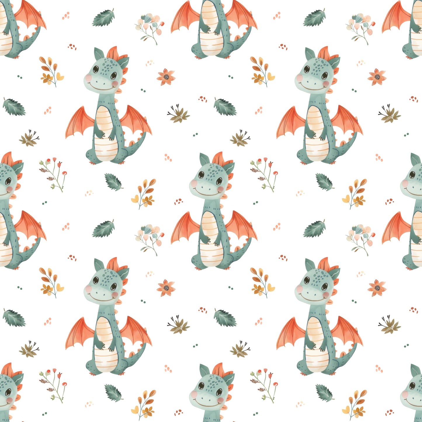 Cute Dragon Digital Seamless Pattern