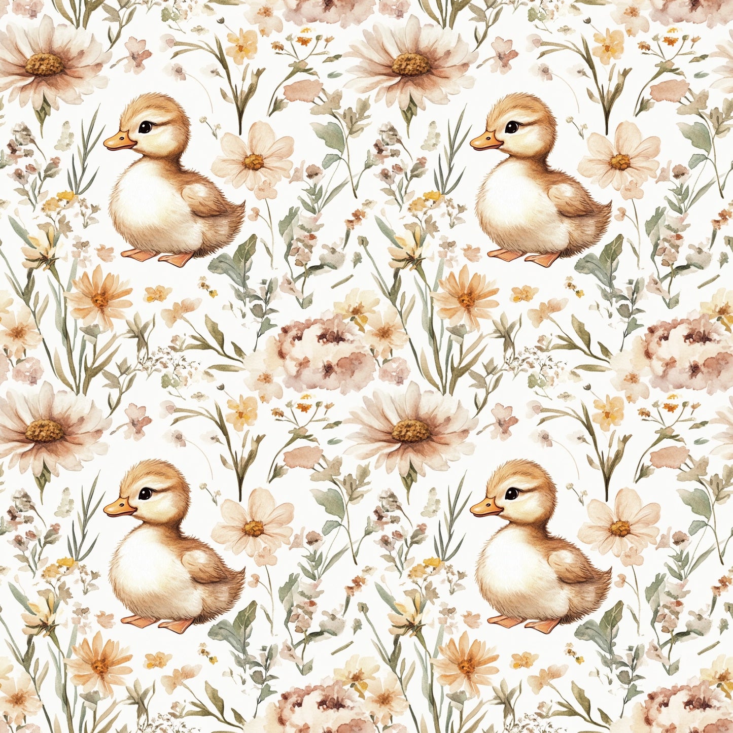Cute Duckling Digital Seamless Pattern