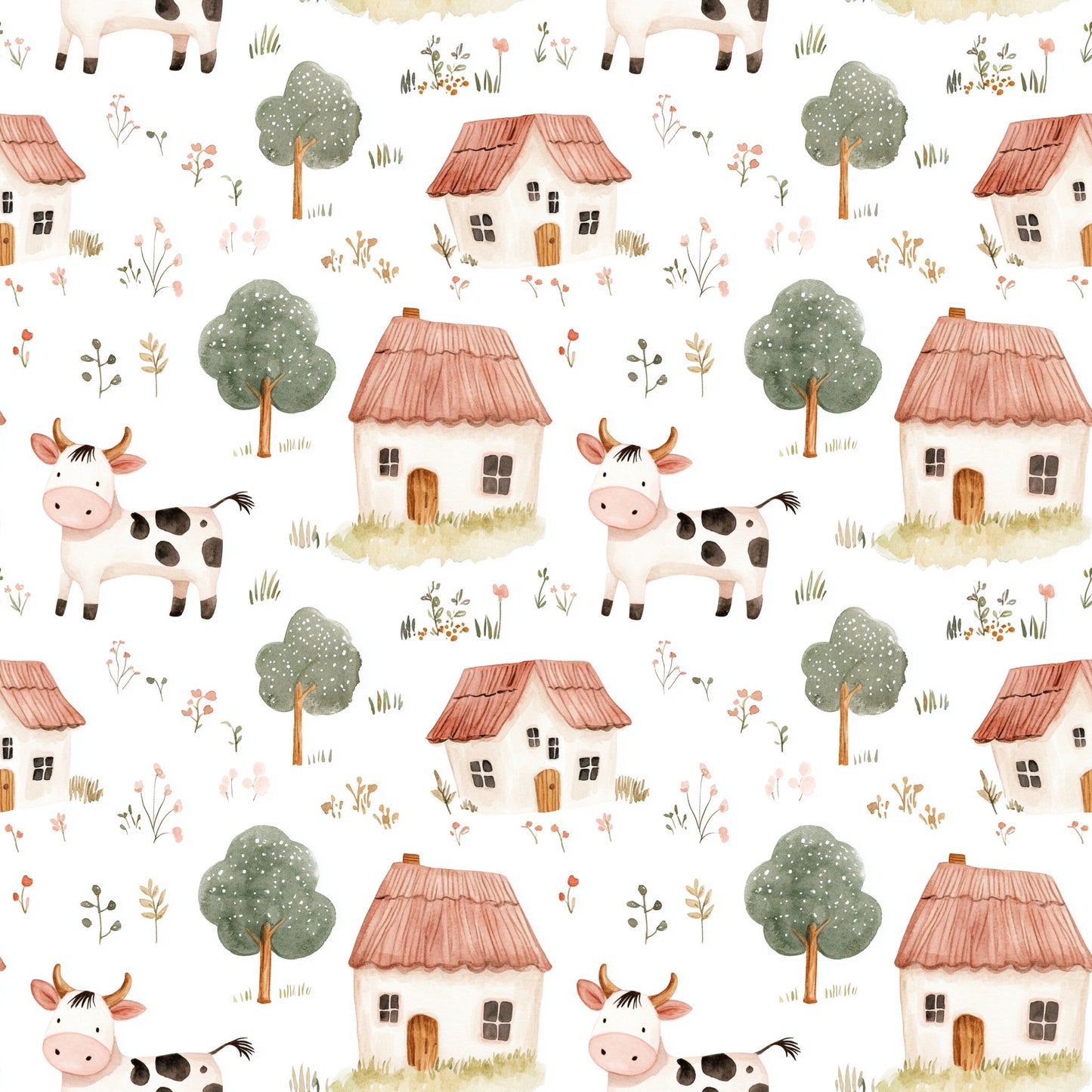 Cute Farmyard Digital Seamless Pattern