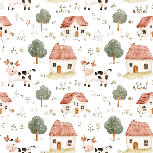 Cute Farmyard Digital Seamless Pattern