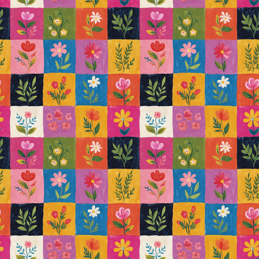 Cute Floral Patchwork Digital Seamless Pattern