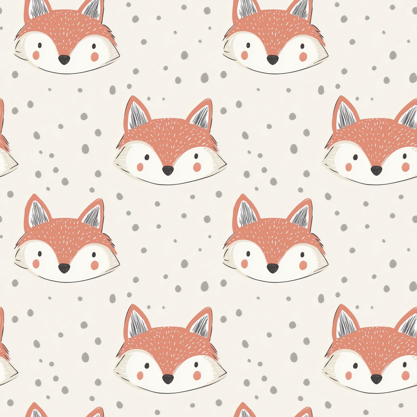 Cute Fox Faces Digital Seamless Pattern