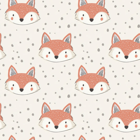 Cute Fox Faces Digital Seamless Pattern