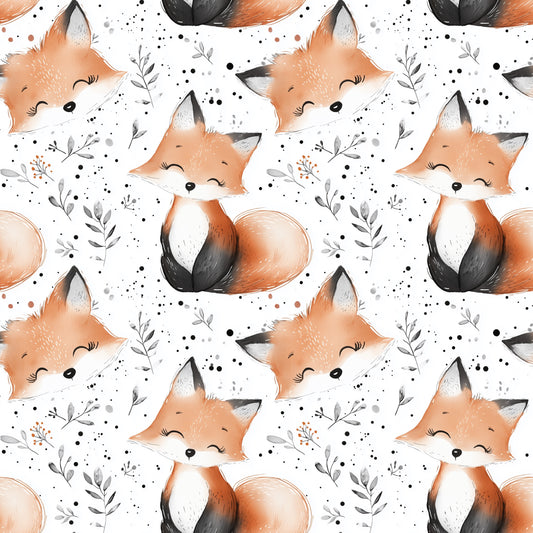Cute Foxes Digital Seamless Pattern