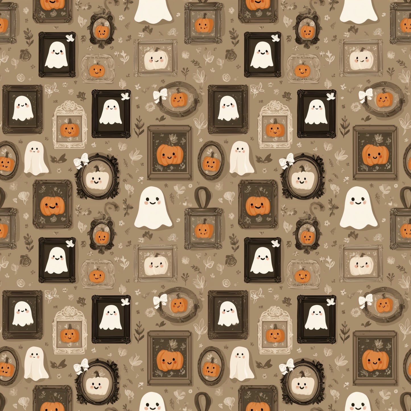 Cute Ghost Frames Digital Seamless Pattern