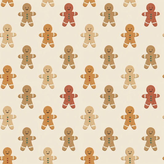 Cute Gingerbread Men Digital Seamless Pattern