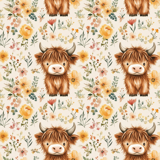 Cute Heifer Digital Seamless Pattern