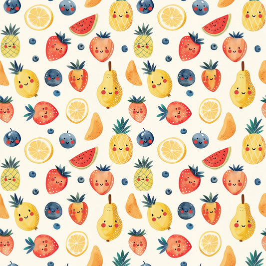 Cute Kawaii Fruit Digital Seamless Pattern