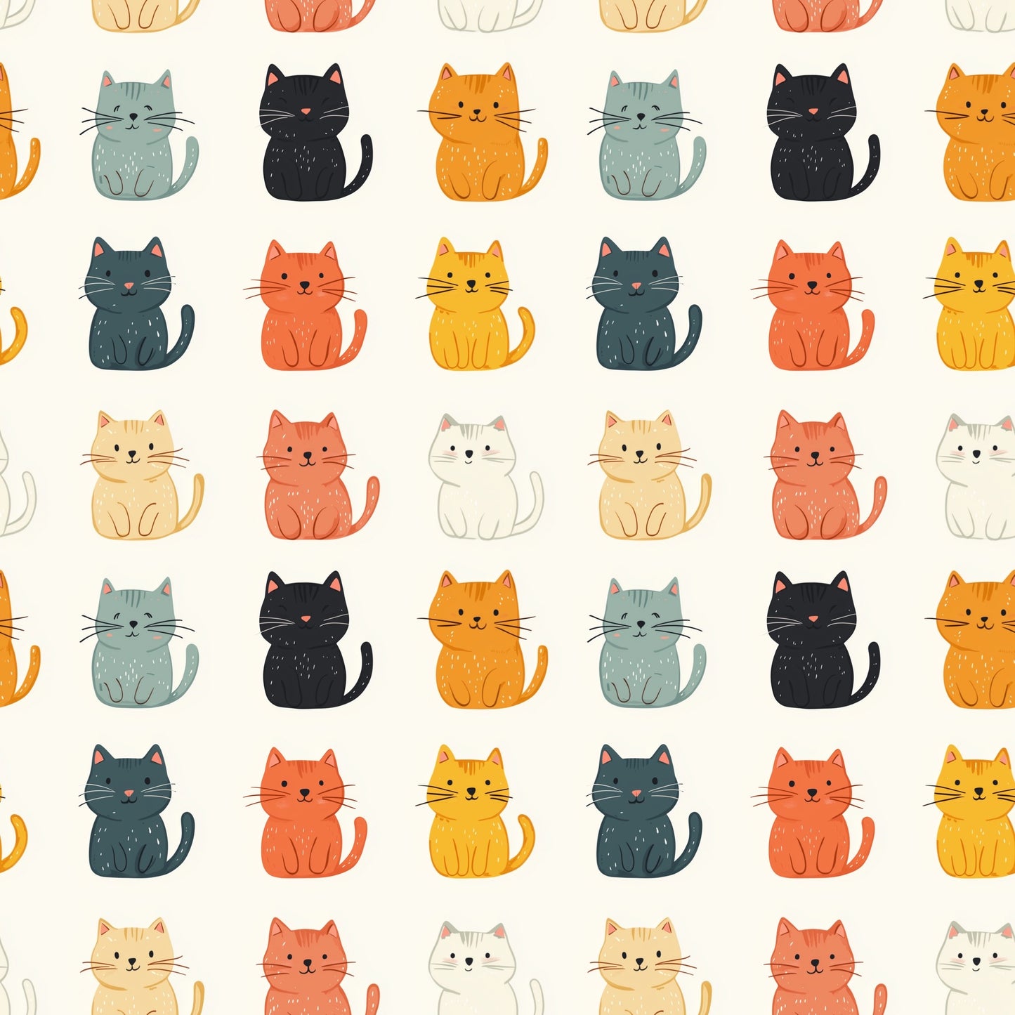 Cute Kittens Digital Seamless Pattern