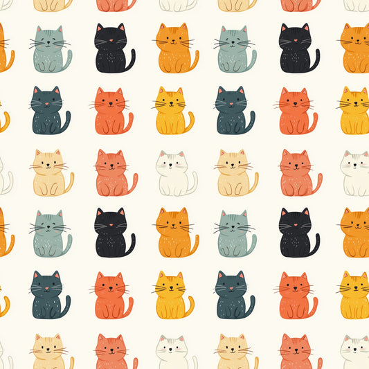 Cute Kittens Digital Seamless Pattern