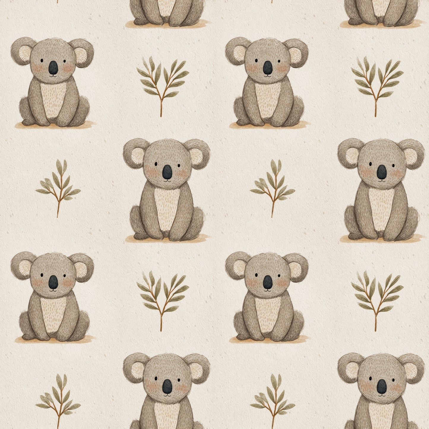 Cute Koalas on Natural Digital Seamless Pattern
