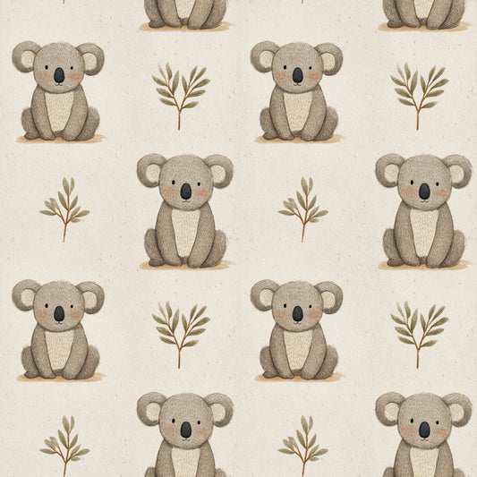 Cute Koalas on Natural Digital Seamless Pattern