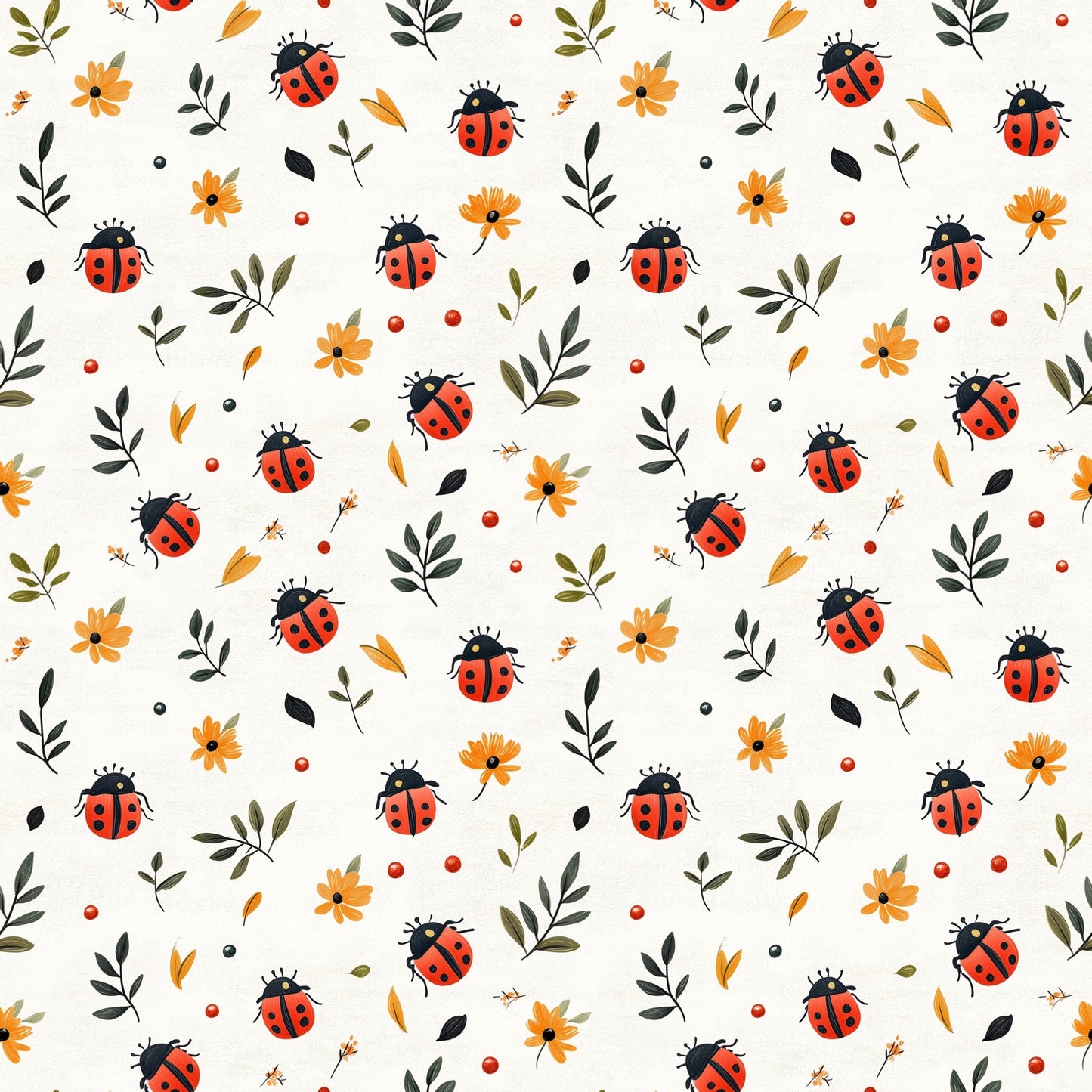 Cute Ladybugs Digital Seamless Pattern