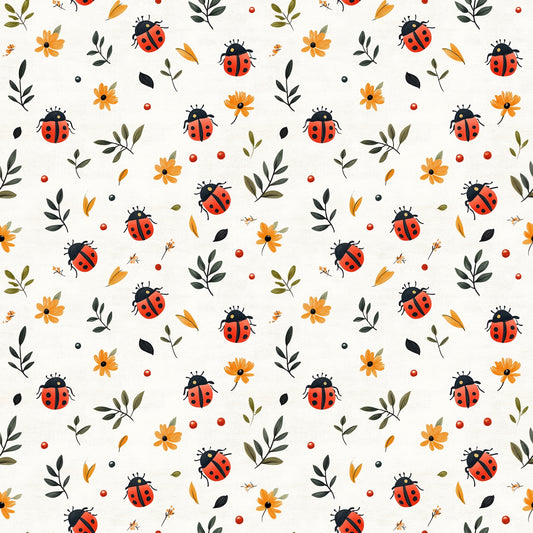 Cute Ladybugs Digital Seamless Pattern