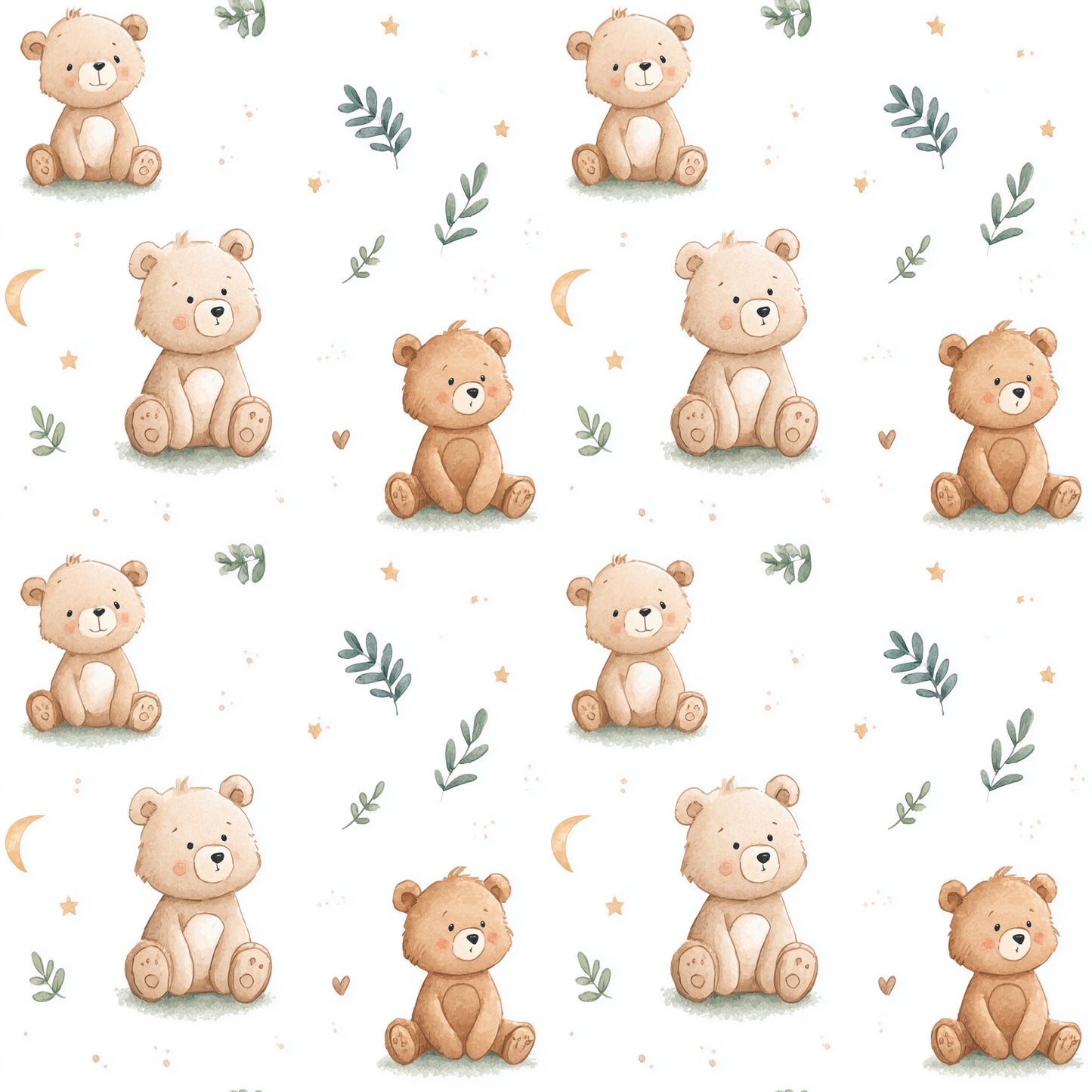 Cute Nursery Bears Digital Seamless Pattern