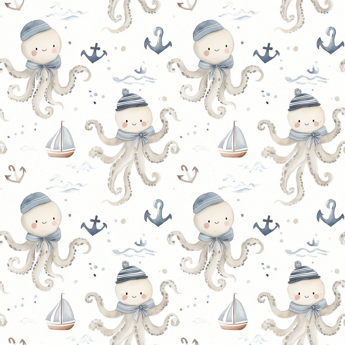 Cute Octopuses Digital Seamless Pattern