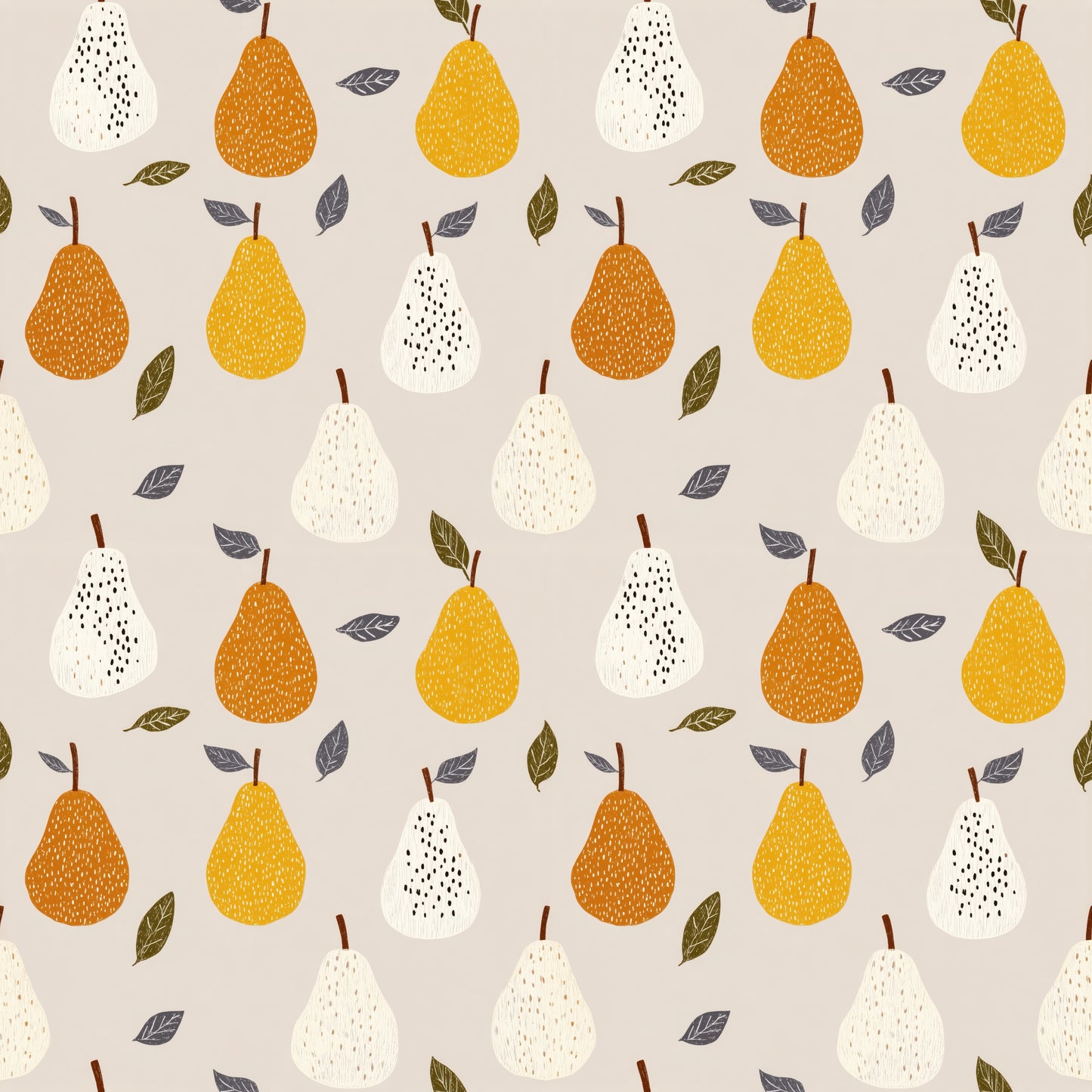 Cute Pears Digital Seamless Pattern