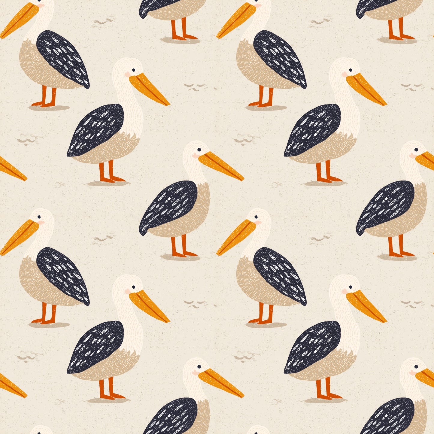 Cute Pelicans Digital Seamless Pattern