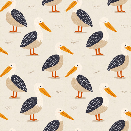 Cute Pelicans Digital Seamless Pattern