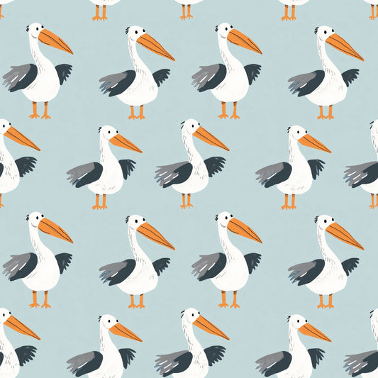 Cute Pelicans Digital Seamless Pattern