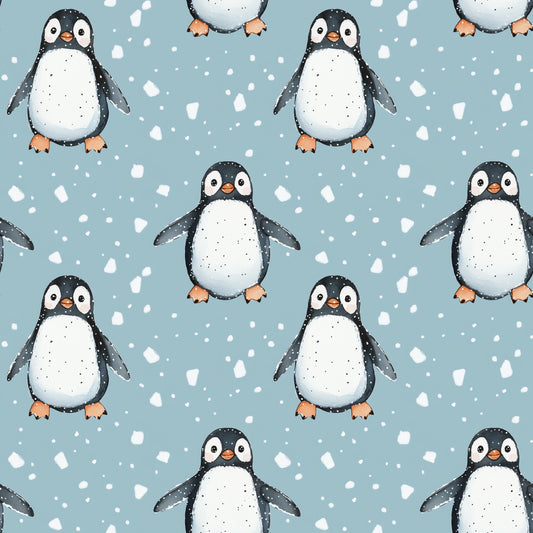Cute Penguins Digital Seamless Pattern