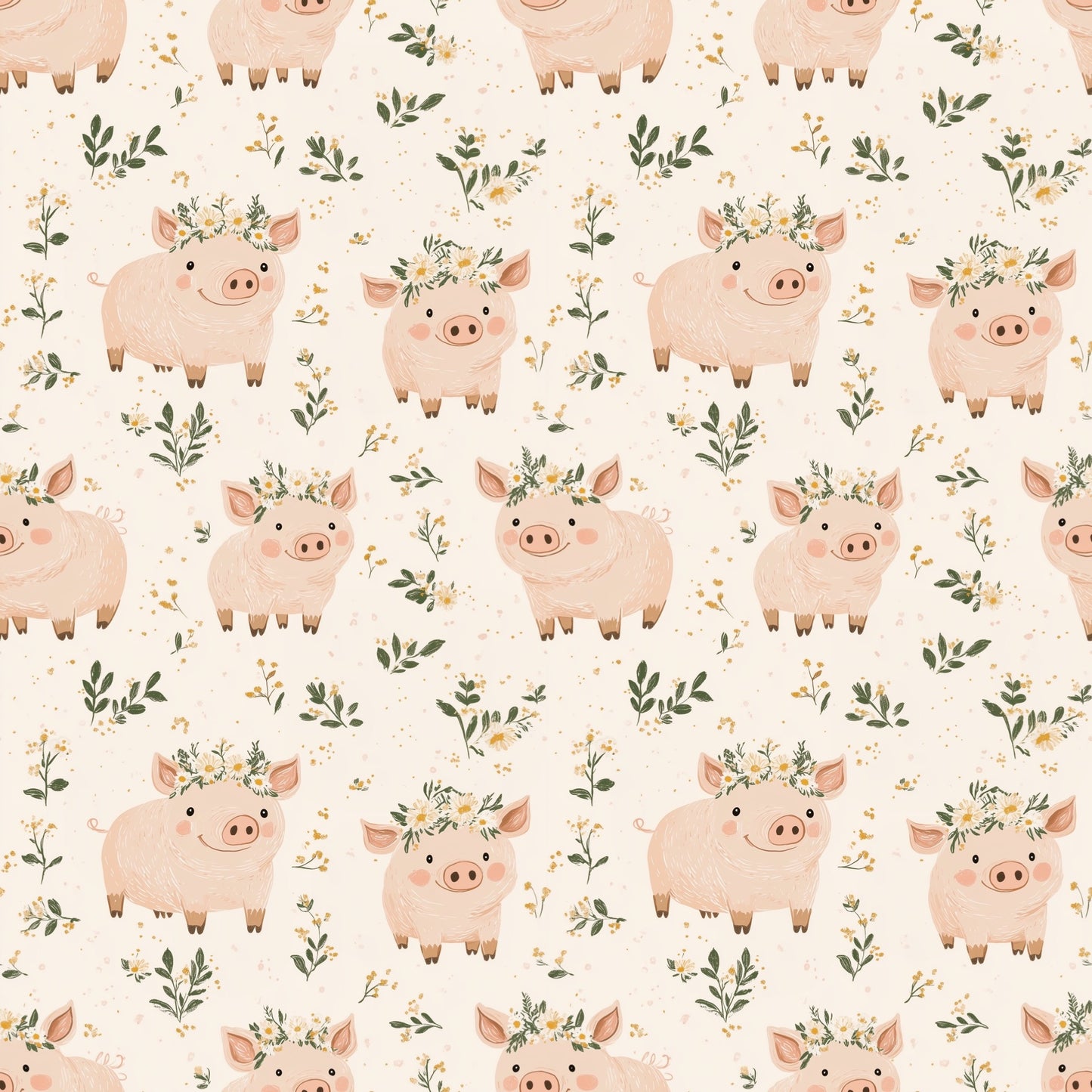 Cute Pigs Digital Seamless Pattern