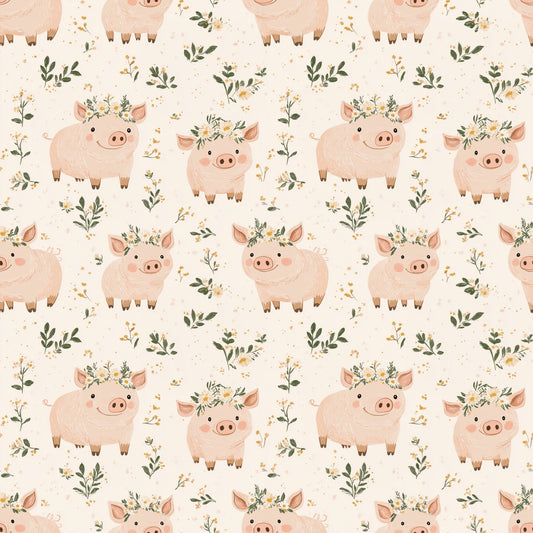 Cute Pigs Digital Seamless Pattern