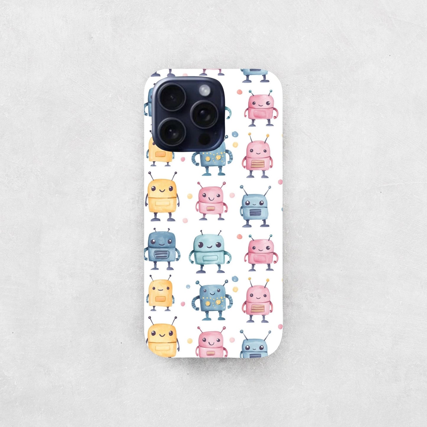 Cute Robots Digital Seamless Pattern