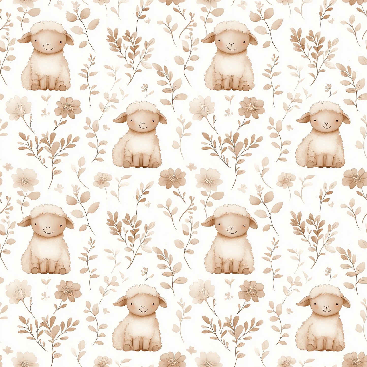 Cute Sheep Digital Seamless Pattern