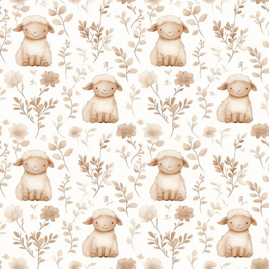 Cute Sheep Digital Seamless Pattern
