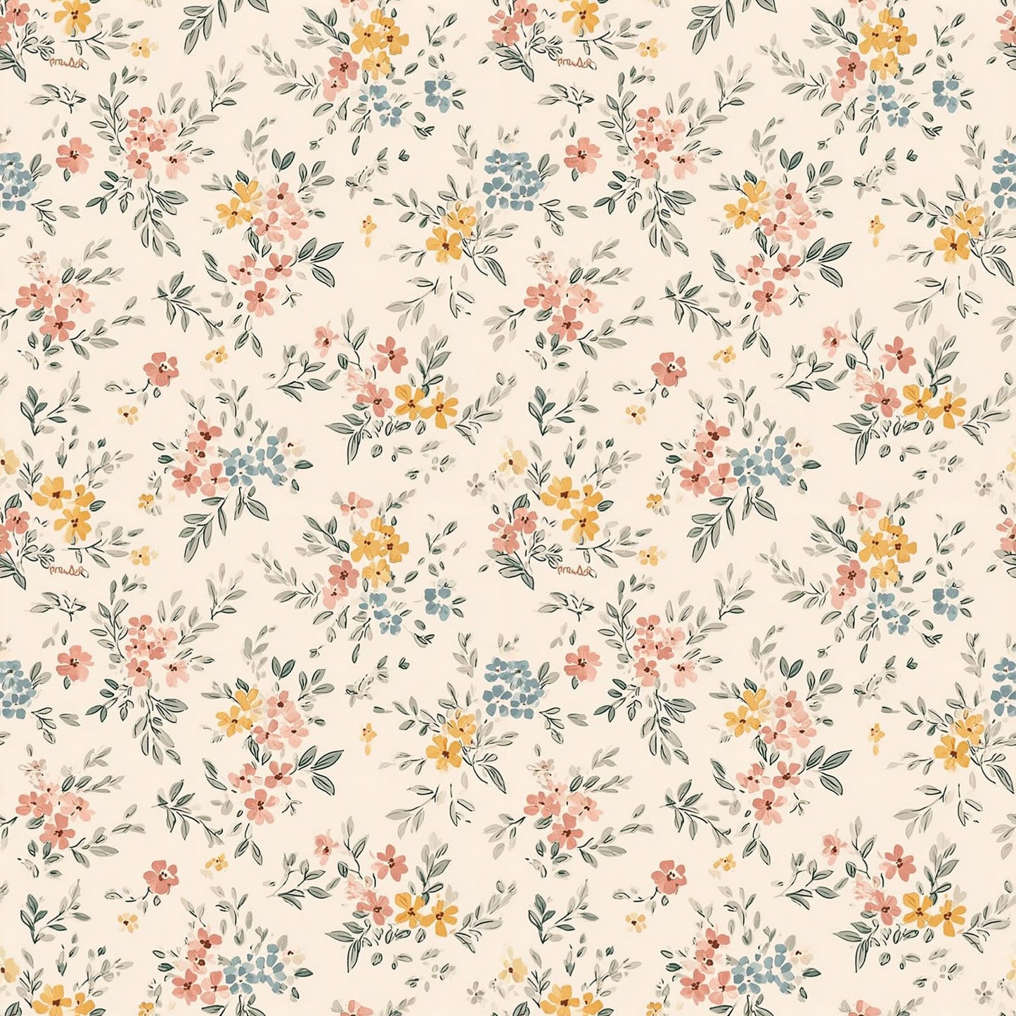 Spring Ditsy Floral Digital Seamless Pattern