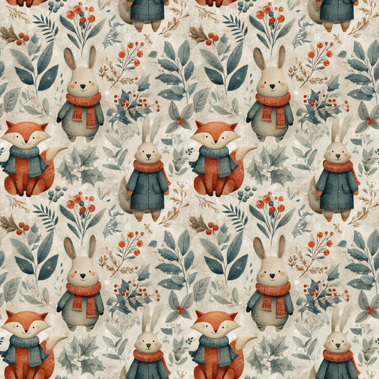 Cute Woodland Animals Digital Seamless Pattern