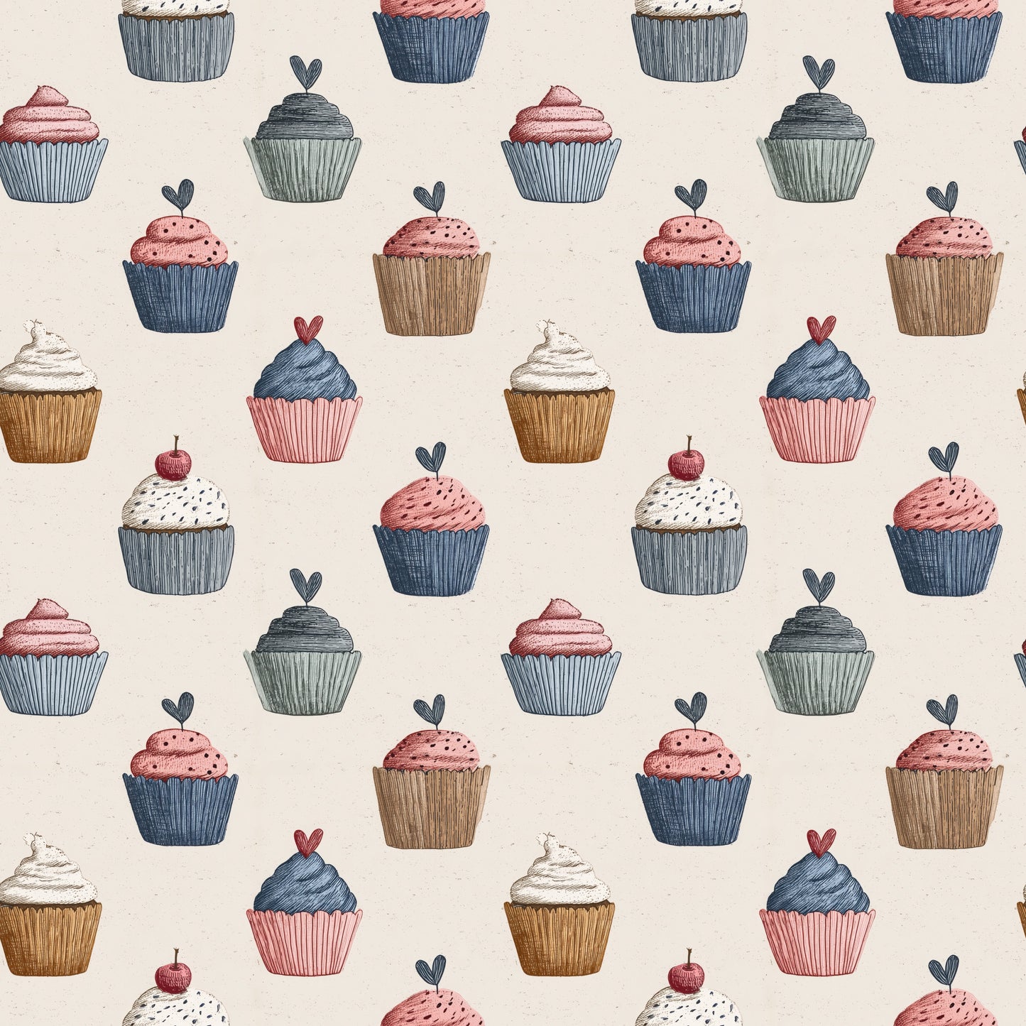 Cutesy Cupcakes Digital Seamless Pattern