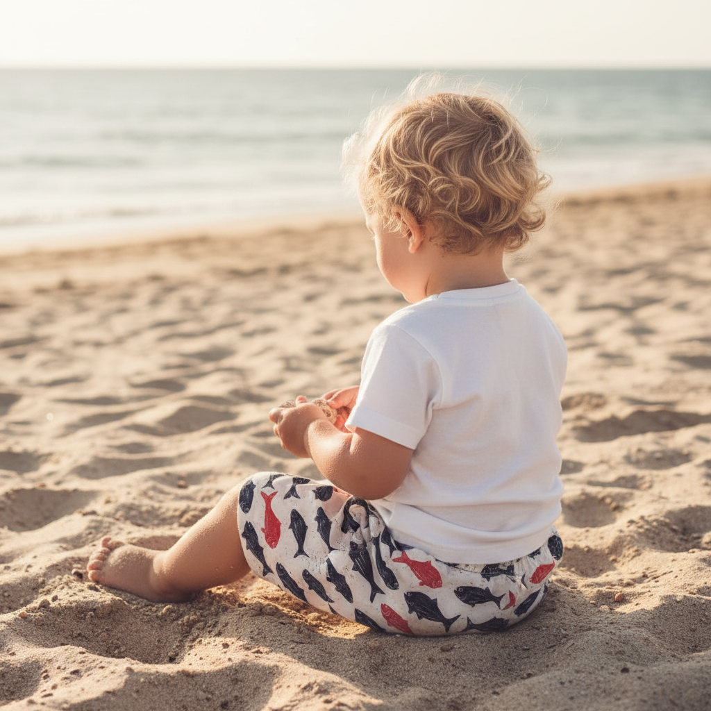 Navy and Red Fish Digital Seamless Pattern
