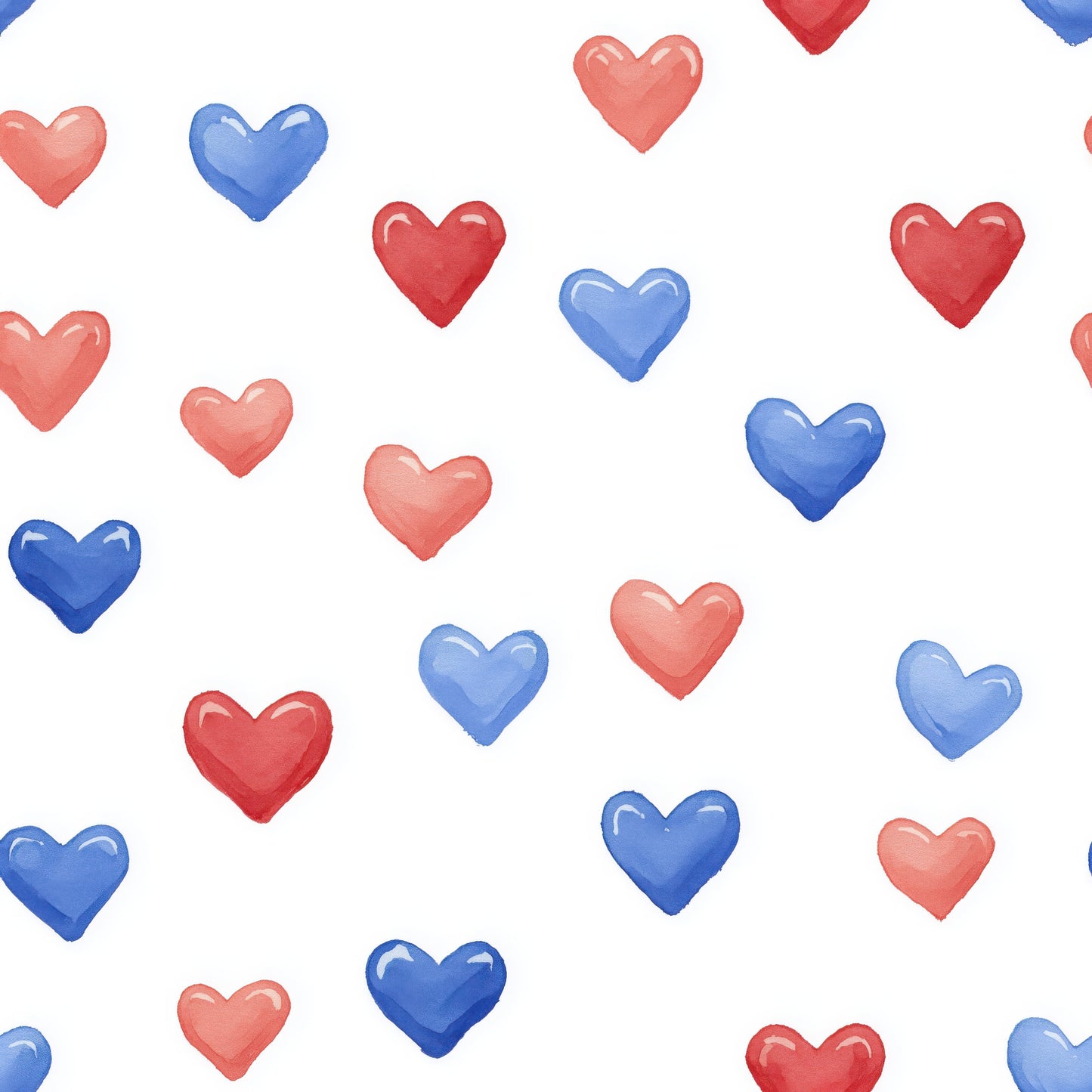 4th July Red & Blue Hearts Digital Seamless Pattern